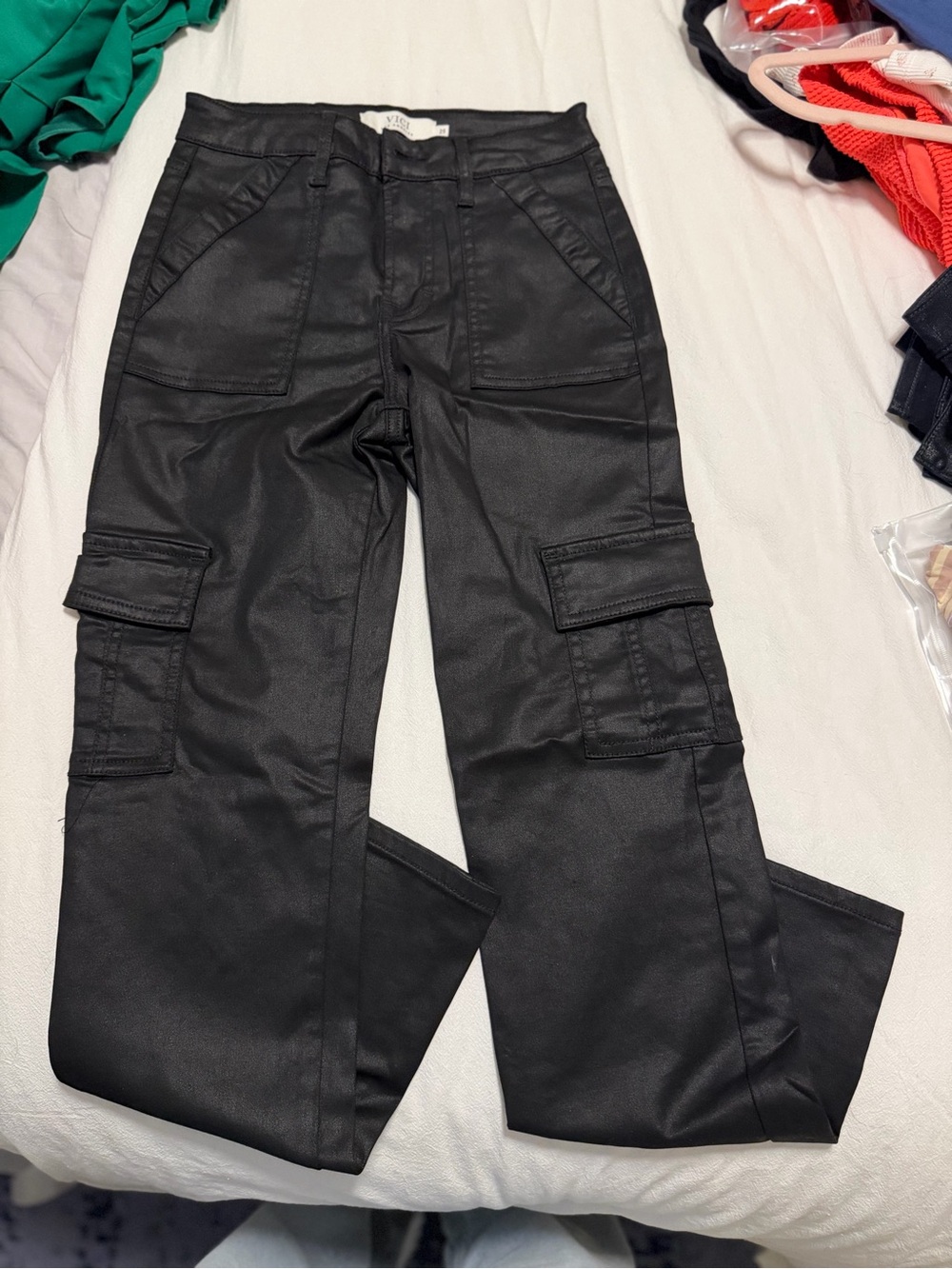 Vici Straight Leg Coated Black Jeans